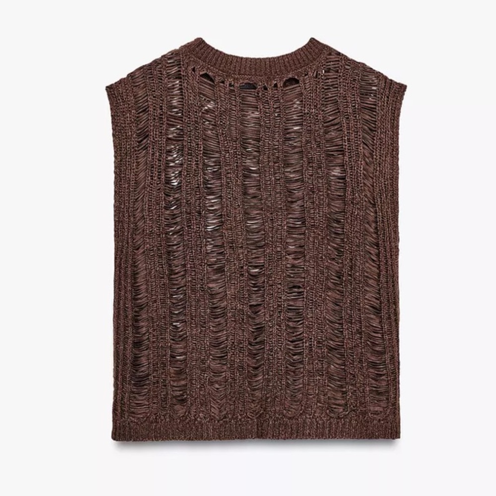 Zara ribbon Knit top, brown - Picture 15 of 15